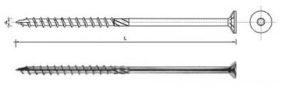 Wkręt do drewna z łbem stożkowym na torx 10*180mm t40