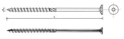 Wkręt do drewna z łbem stożkowym na torx 10*220mm t40