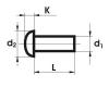 Nit aluminiowy pełny z łbem kulistym 6.0*20 mm              