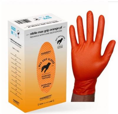 Rękawice nitrylowe wzmacniane max grip pomarańczowe roz. m  