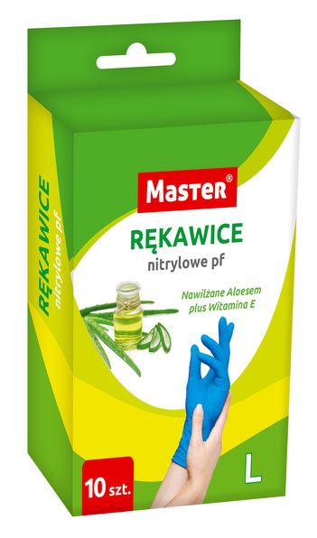 Rękawice nitrylowe master aloes rozmiar m op. 10 szt        